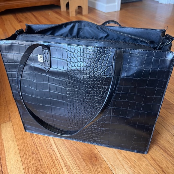 BEIS Bags Beis Work Tote Black Croc Poshmark